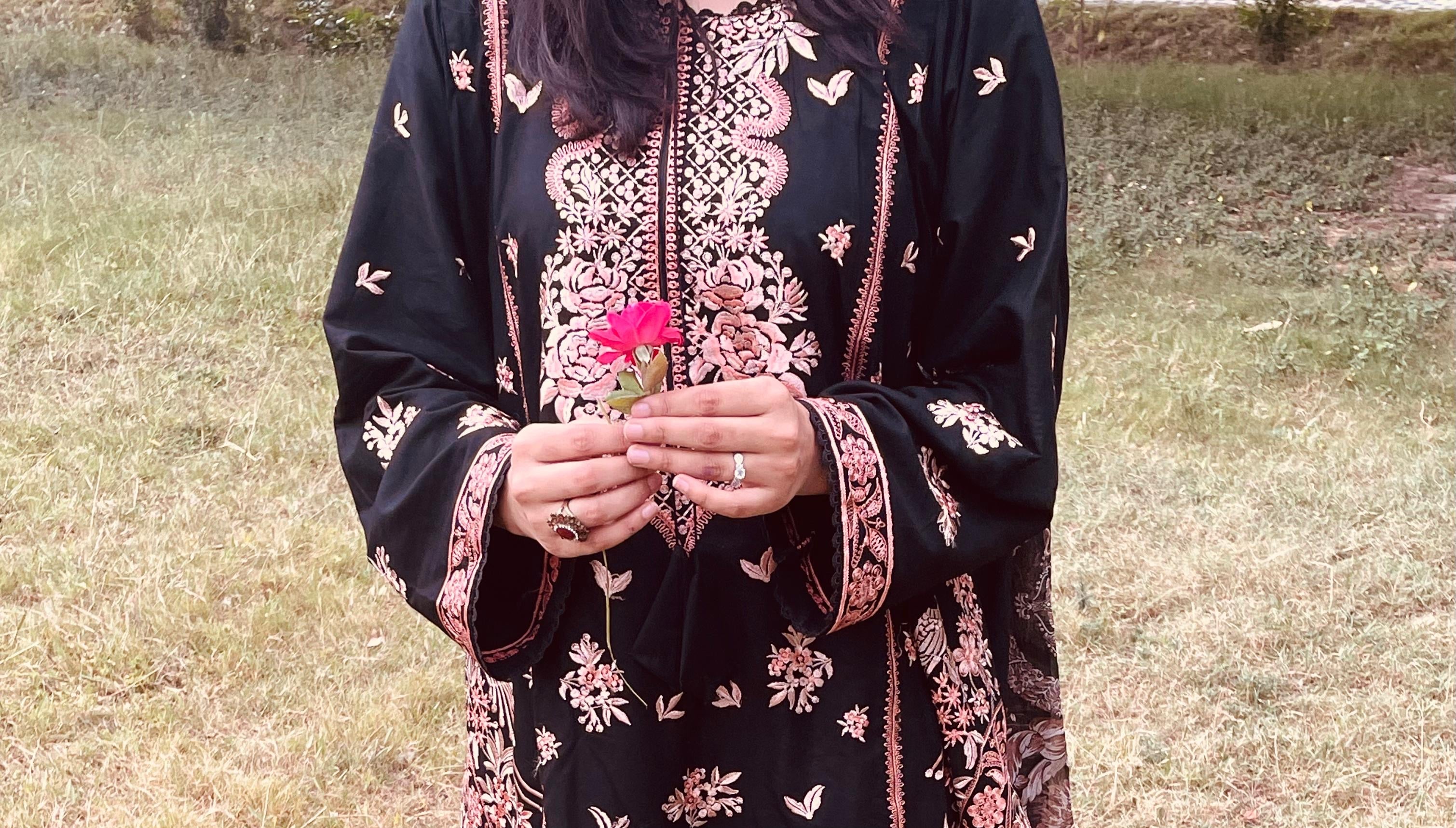 Midnight Noir Premium Lawn Embroidered 3PC Suit – Elegant Floral Design