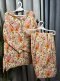Pink Floral Farshi Shalwar Kameez Set – Elegant Traditional Summer Outfit