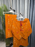 Mustard Blossom Printed cord set Lawn Suit – Elegant Casual Wear